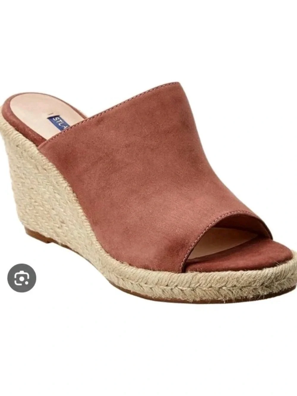 Stuart Weissman Suede Espadrille Wedge Slide - Brown